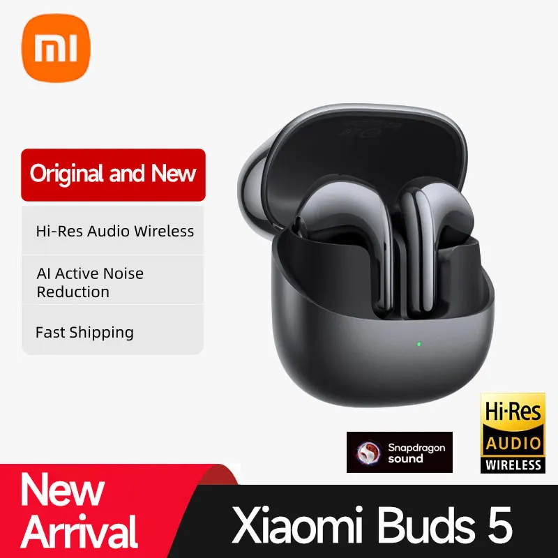 

Original Xiaomi Buds 5 Earphone True Wireless AI Active Noise Cancelling HiFi Bluetooth Headphone Sound Recording Lossless Audio