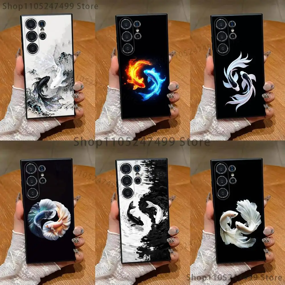 Koi Carp Fish Yin Yang Art Phone Case For Samsung Galaxy S25 S24 S26 S22 S23 S21 S10 5G Fe Ultra Plus Custom Cover