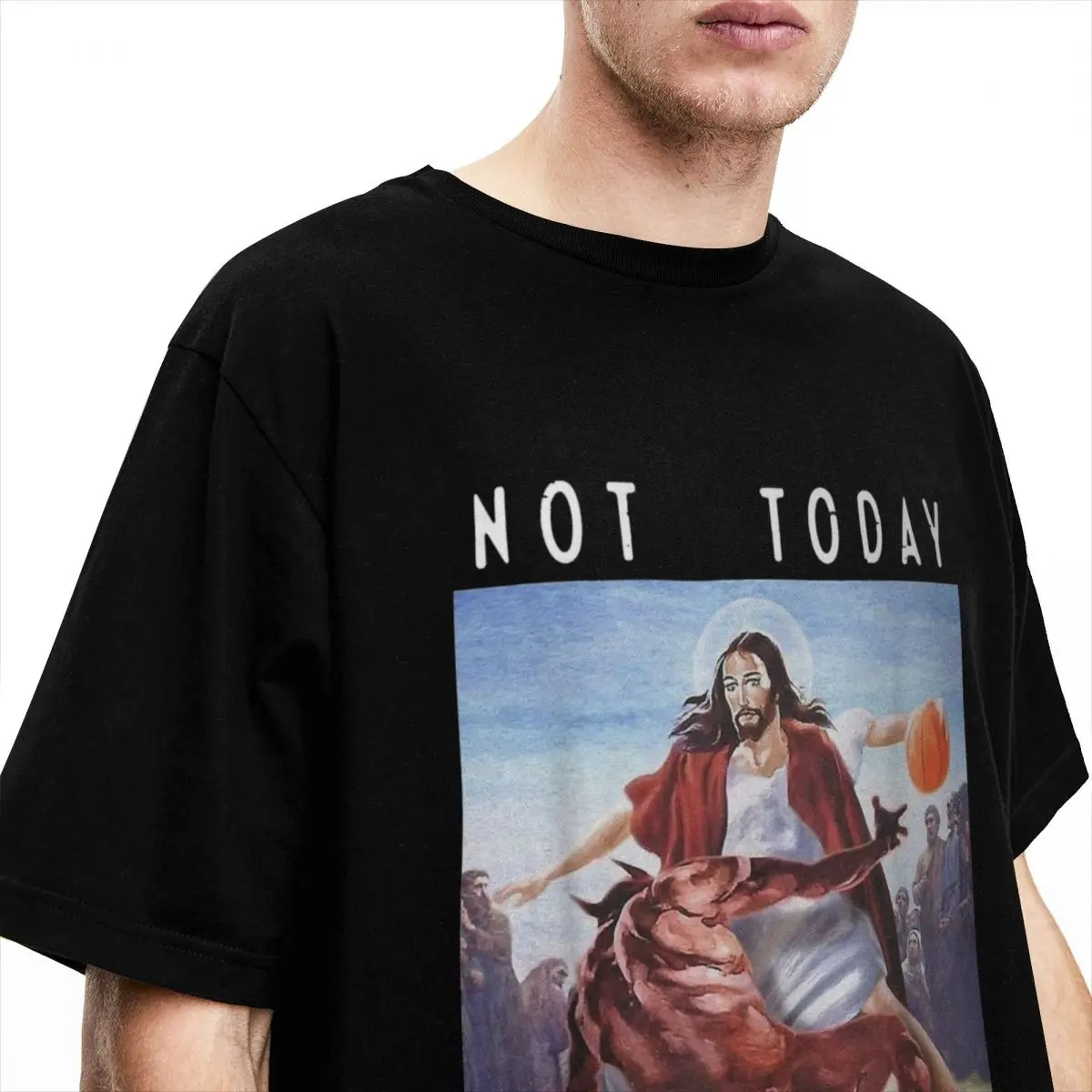 Not Today Satan Jesus Basketball Men Women's T Shirts Merchandise Casual Tees T-Shirt Cotton Christmas Gift Tops