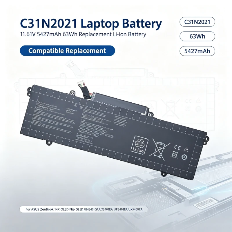 C31N2021 11.61V 5427mAh Laptop Battery for ASUS ZenBook14X OLED Flip OLED UM5401QA UX5401EA UP5401EA UX5400EA UM5401 UX5401 63Wh
