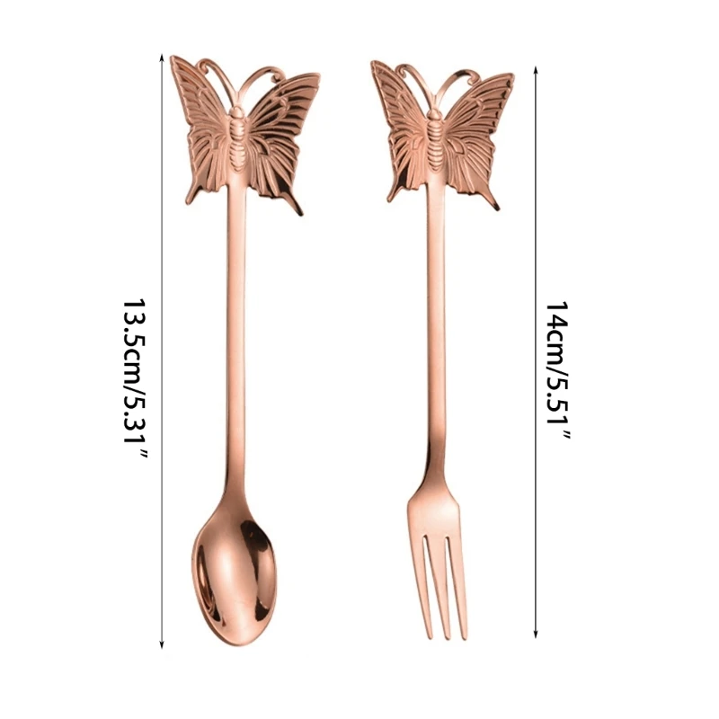 2 PCS Appetizers Cake Fruit Fork Butterfly Shaped Cake Spoon for Tasting Dessert