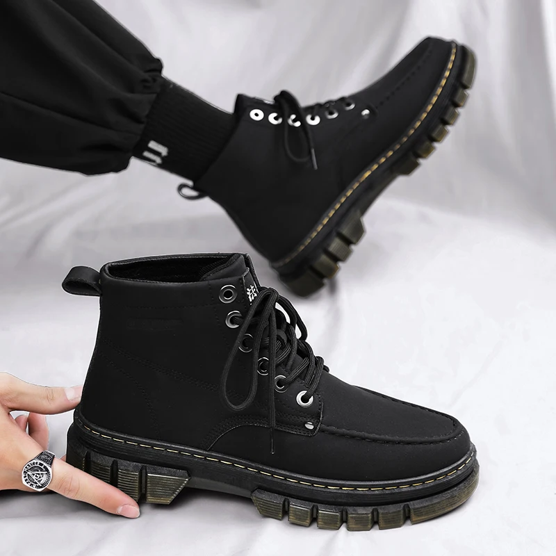 

Men's Work Boots Black Yellow Tendon Soles Tactical Boots Men's Brand Fashion Ruffian Work Boots Men's Comfortable Casual Shoes