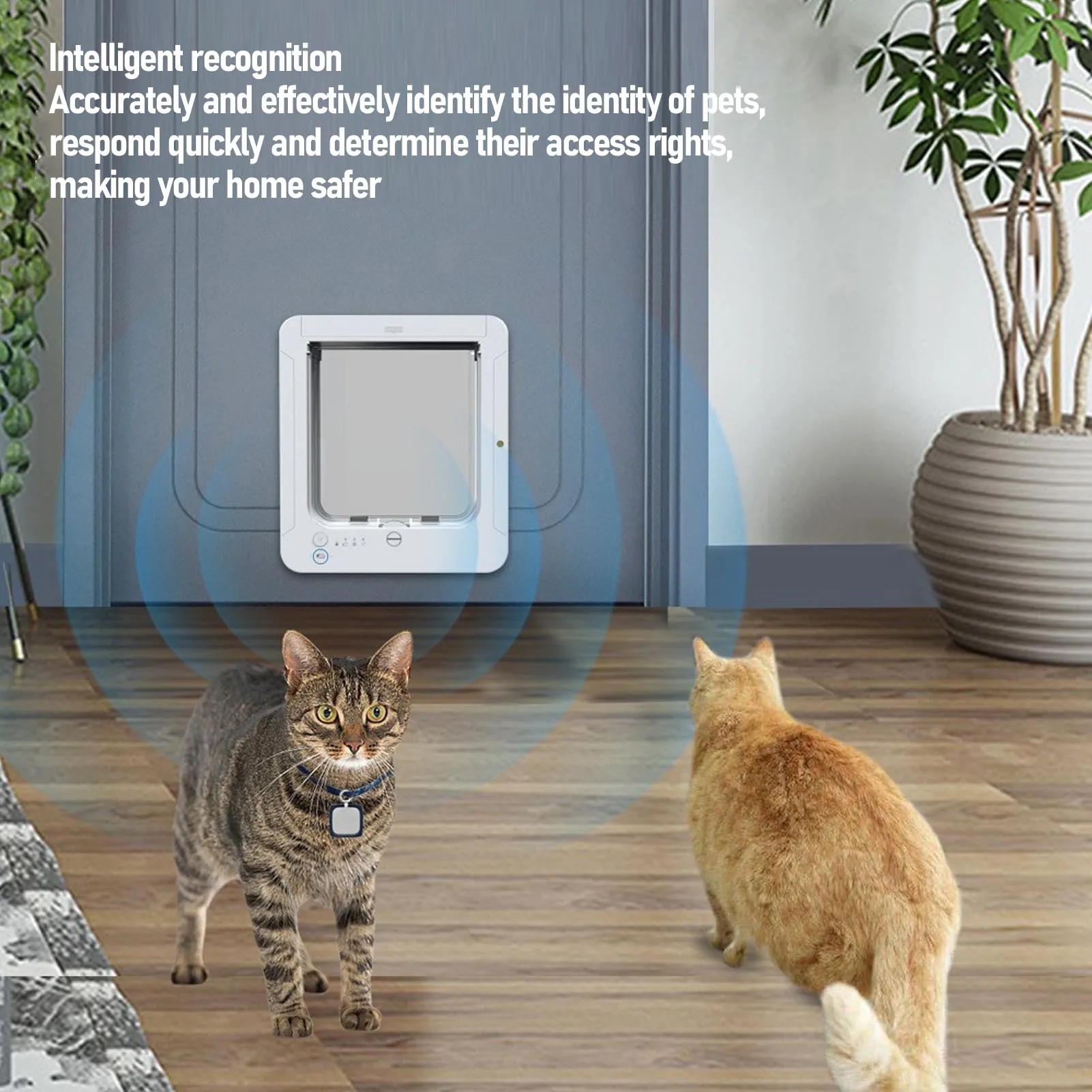 

Smart Cat Door Automatic Sensing with Collar Activated Easy Installation Pet Door for Home Smart Pet Door