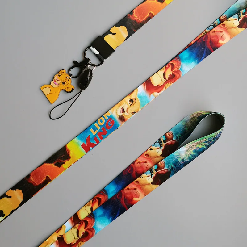 Cartoon Lion King mobile phone lanyard keychain long neck rope work permit campus pick up and drop off card rope lion