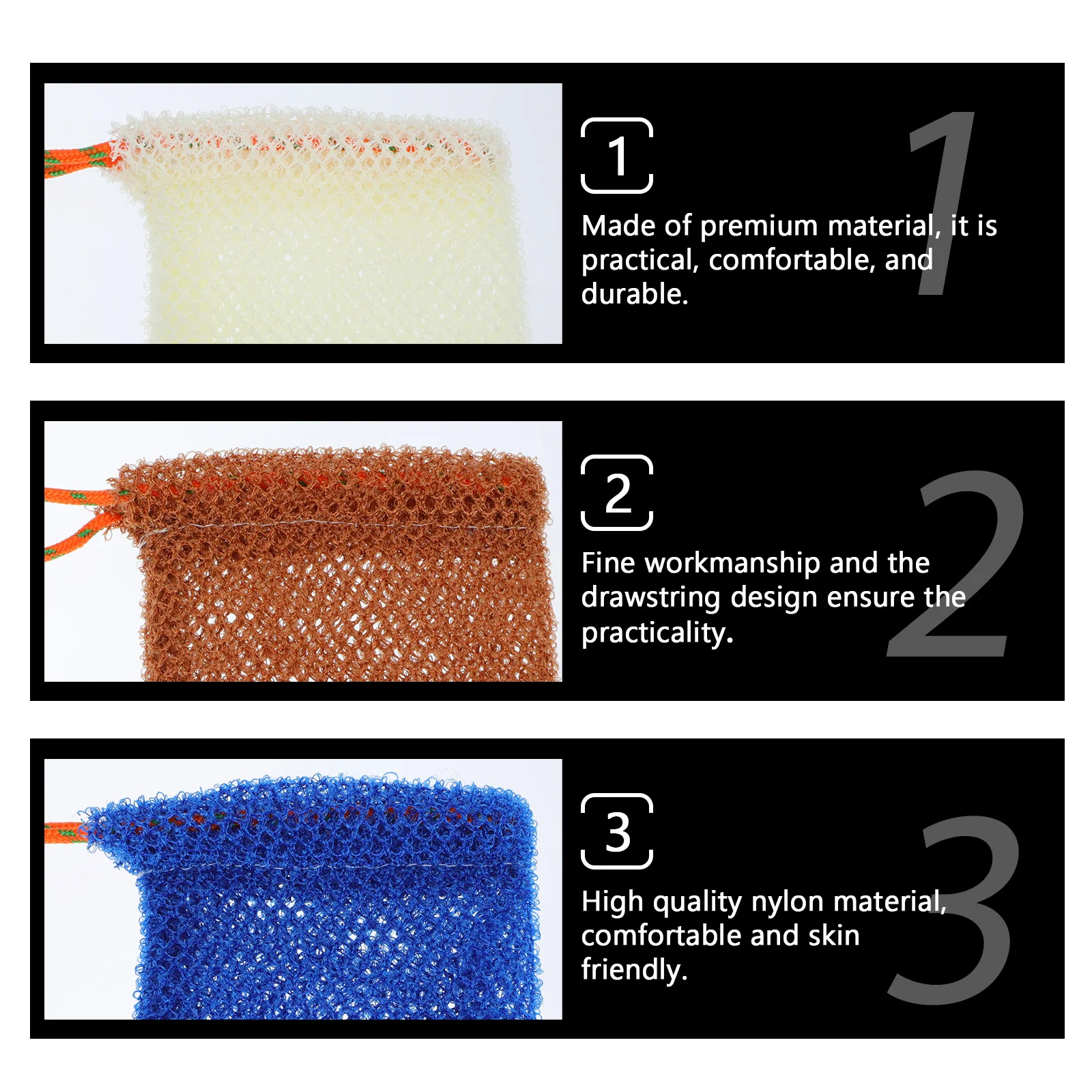 

4Pcs Durable Bath Cleaning Tool Soap Foaming Bag Exfoliating Towel Practical Shower Scrubber Home Dormitory Soap Bag