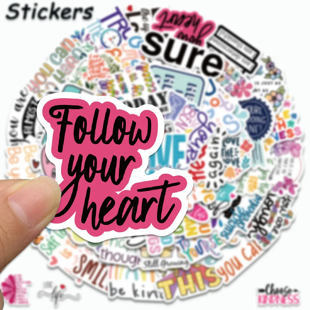 52PCS Inspirational English Stickers For Notebook Scrapbooking Craft Supplies Vintage Motivational Phrases DIY Stickers