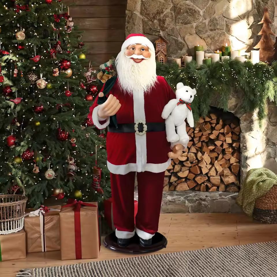 Life Size 58-in Dancing Santa Claus Animatronic with Teddy Bear Indoor Animated Holiday Home Decor Motion Activated Christmas - AliExpress