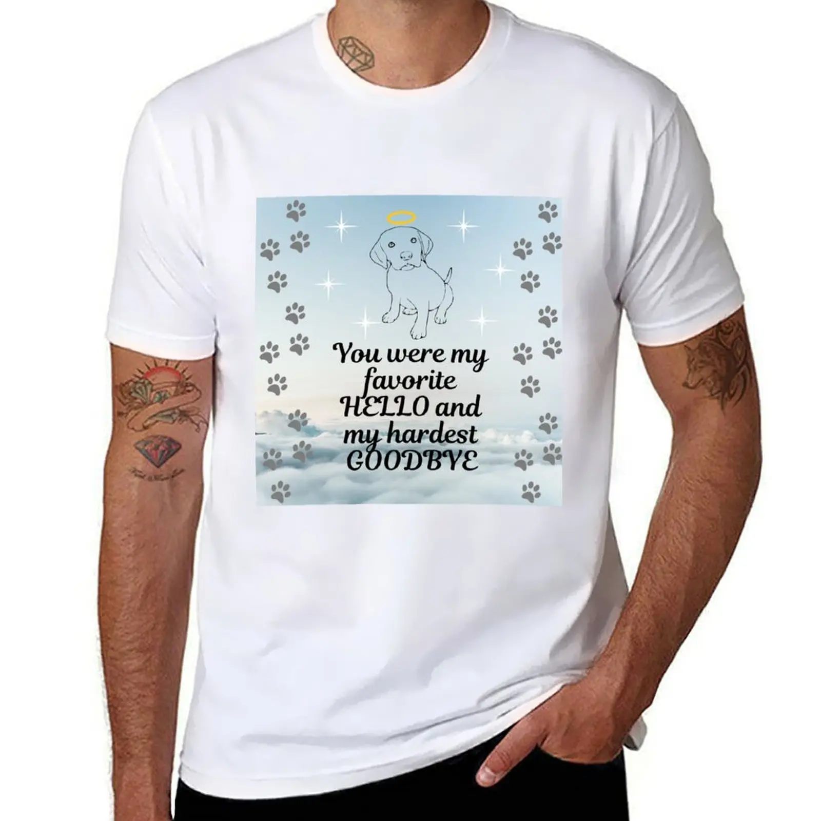 

Remembrance Hello 100% tshirt Goodbye t Pet heavenly cotton grief graphic T-Shirt clouds mens Dog shirts
