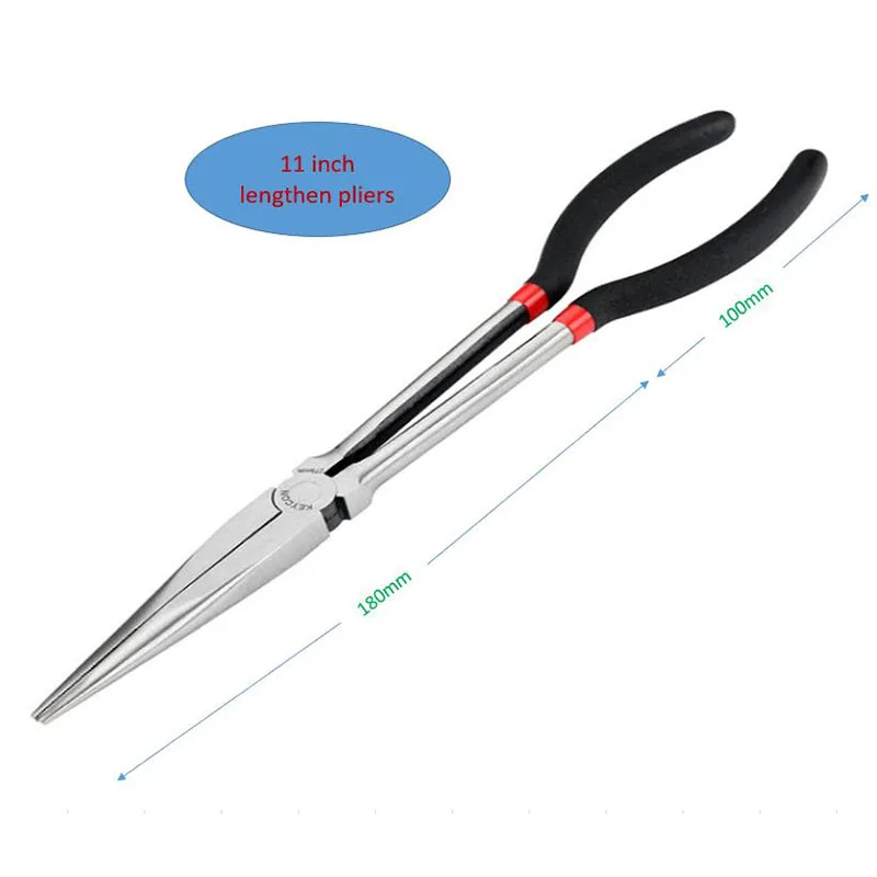 1Set 16inch Needle Nose Plier Mechanics Hand Tools  25 / 45 Degree Curved Fishing Pliers Carbon Steel Gripper