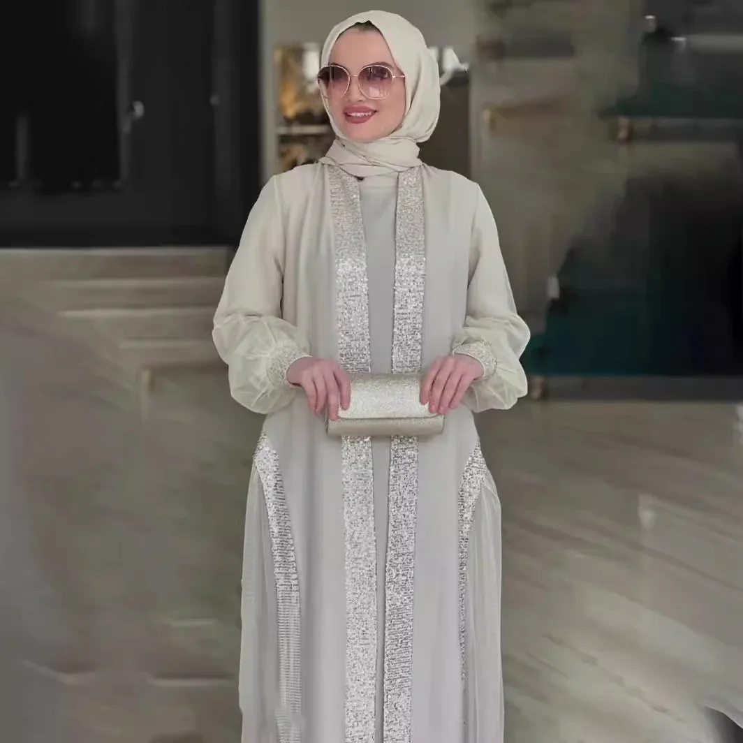 Abaya musulmana Eid para mujer, cárdigan largo, vestido modesto de Jalabiya, Ramadán, Marruecos, Dubai, Abayas, caftán islámico, Vestidos árabes