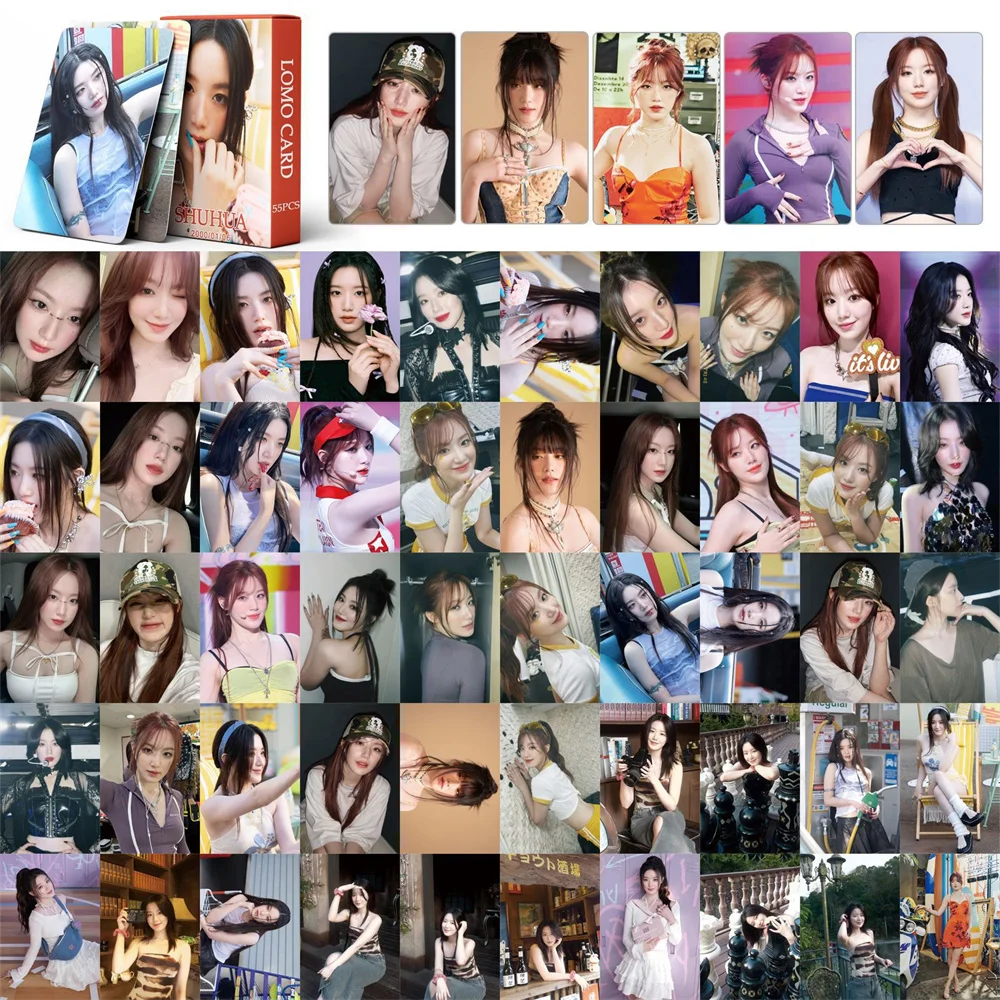 55Pcs/Set KPOP (G)I-DLE I SWAY Album Personal Photocards List Soyeon Shuhua YUQI Miyeon Minnie Fashion Selfie Postcrds Fans Gift