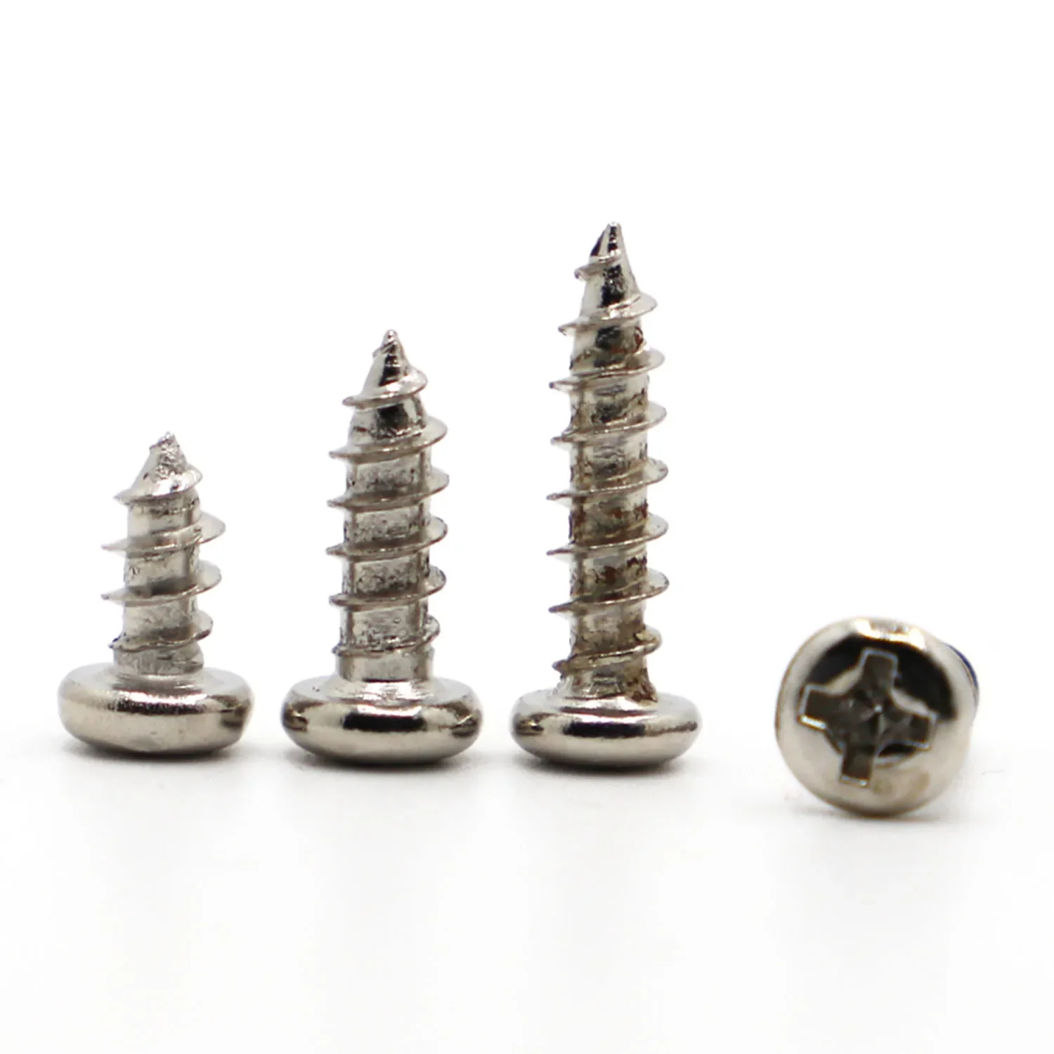 50/100pcs Nickel Plated Pan Head Tapping Screw Electronic Small Screw M1 M1.2 M1.4 M1.7 M2 M2.3 M2.6 M3 M4