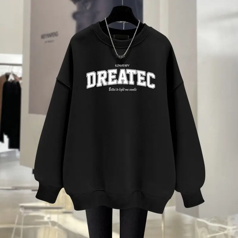 純粋な綿の帽子なしスウェットシャツ、女性用、ゆったりとしたアメリカンハイストリートニッチレター、トレンディなブランド、インスカップルスタイル、多用途トップ