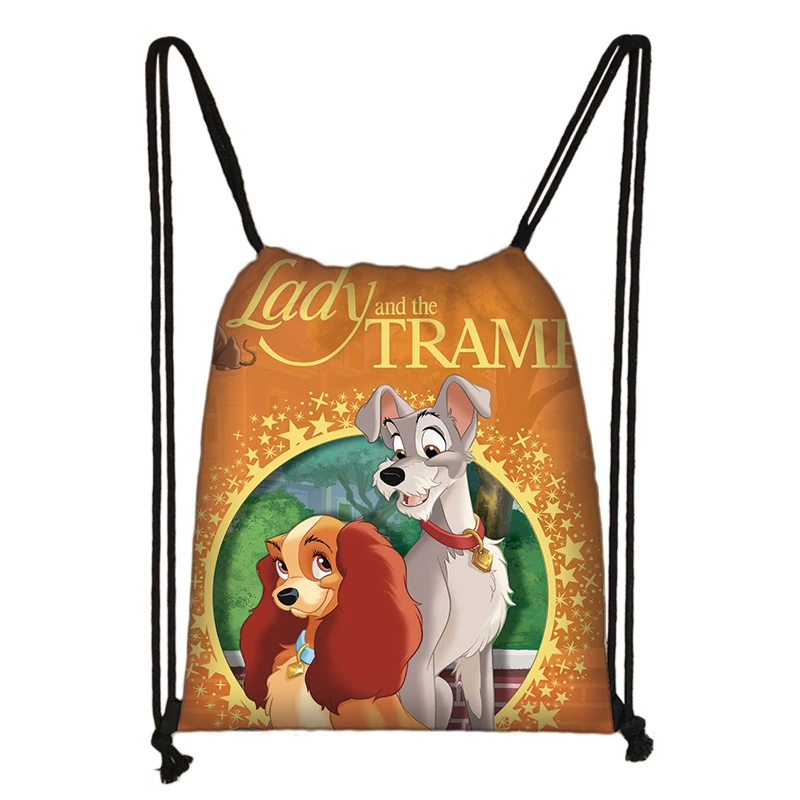 Lady and the Tramp Drawstring Boy Girl Fasion Bags Women Large Capacity Shopping Bag Teenager Backpack Portable Travel Bags