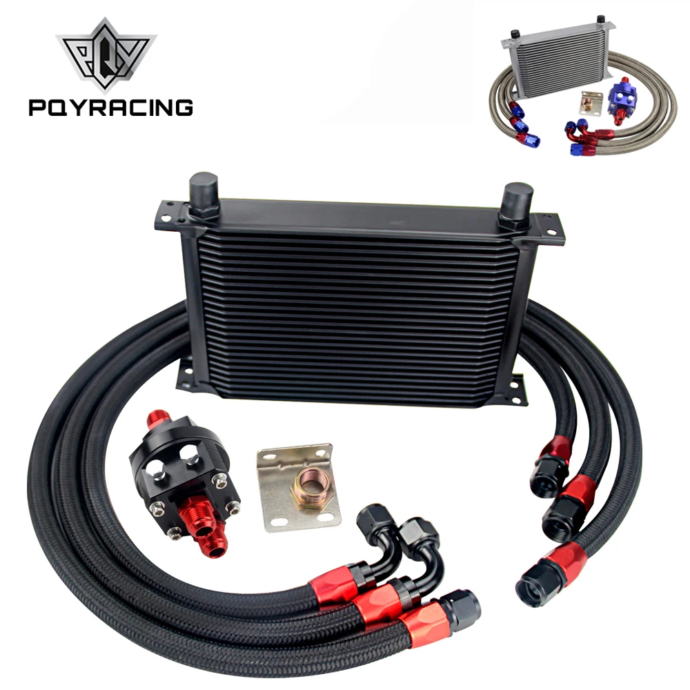 Universal Oil Cooler 25 ROWS AN10 Engine Transmission Oil Cooler Kit with Filter Relocation With PQY Sticker and Box