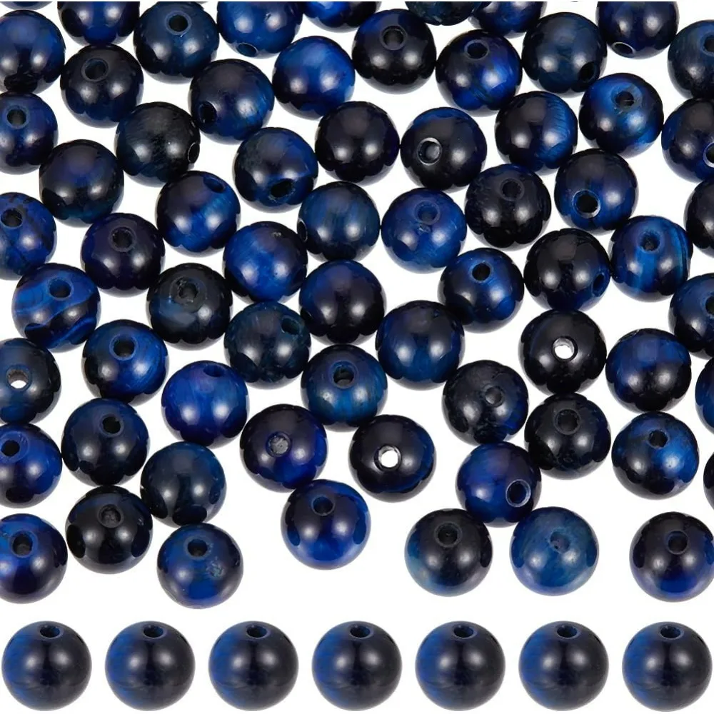 

1 Box 126Pcs 6MM Blue Tiger Eye Beads Blue Beads Genuine Stone Round Loose Bead