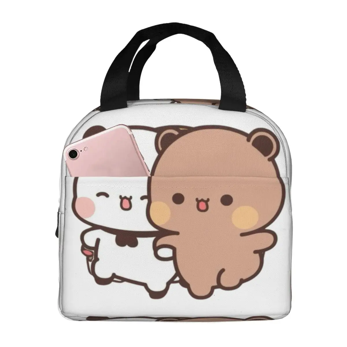 Panda Bear And Brownie True Love Bubu Dudu Couple Insulated Lunch Bags for Camping Travel Resuable Thermal Cooler Bento Box