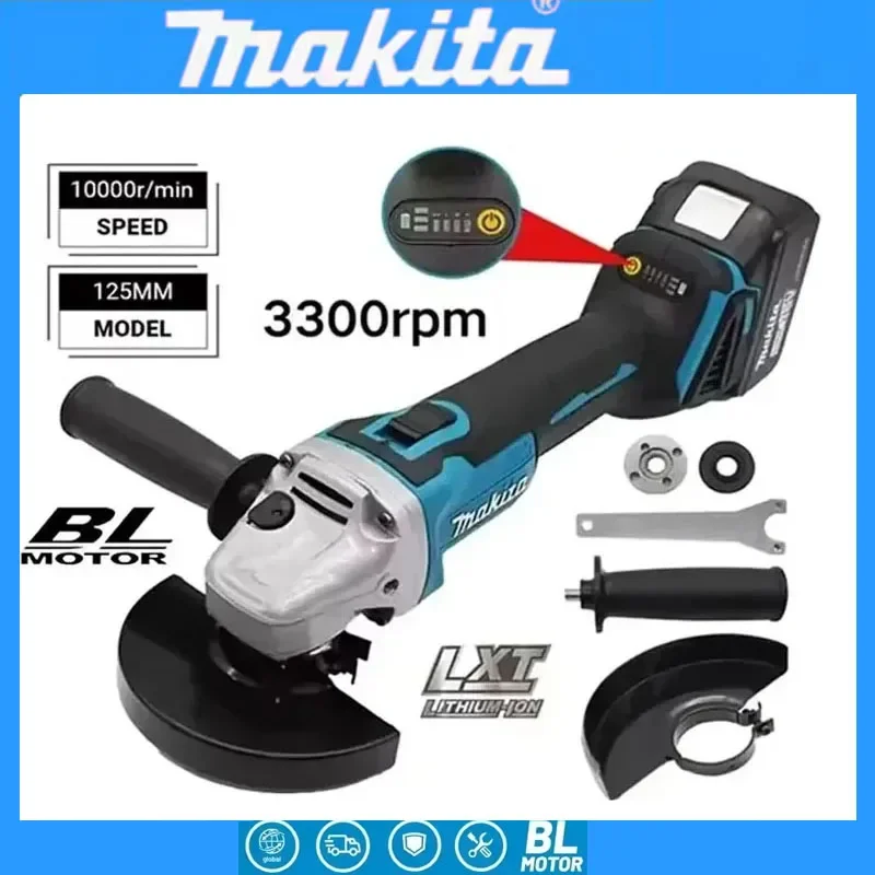 

Аккумуляторная угловая шлифовальная машина Makita DGA404 с бесщеточным двигателем, для полировки и резки, совместима с батареями 18В, диаметр диска 100 мм.