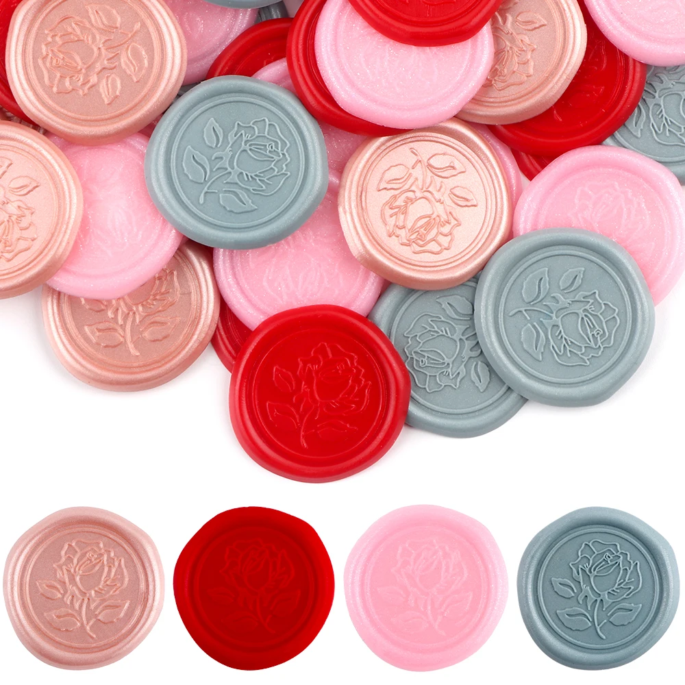 25Pcs Rose Style Wax Seal Stickers Handmade Envelope Seals Self Adhesive Wax Stickers for Wedding Party Invitations, Envelope