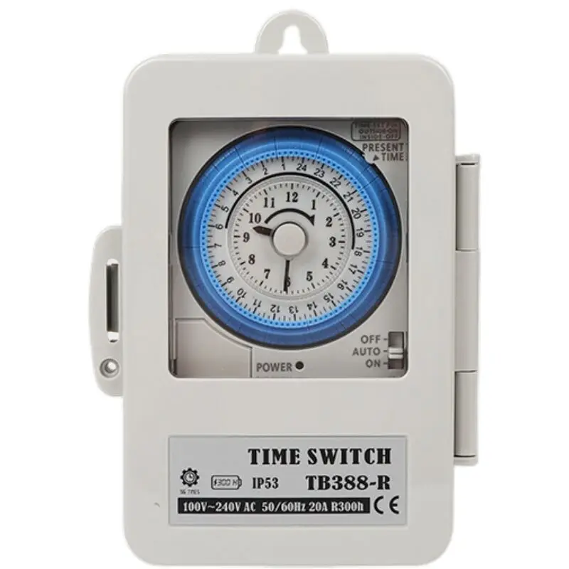 Mechanical 24 Hours Timer Switch IP53 Programmable Electrical Timer Switch Box AC 100-240V 15 Minutes Interval 96 Times ON/ OFF