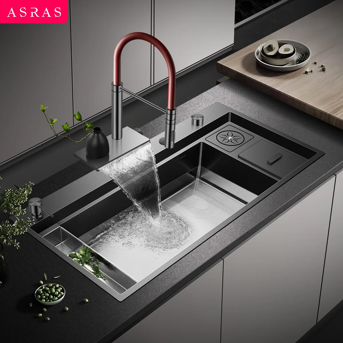 

2025 new kitchen 304 stainless steel nano gray multifunctional sink