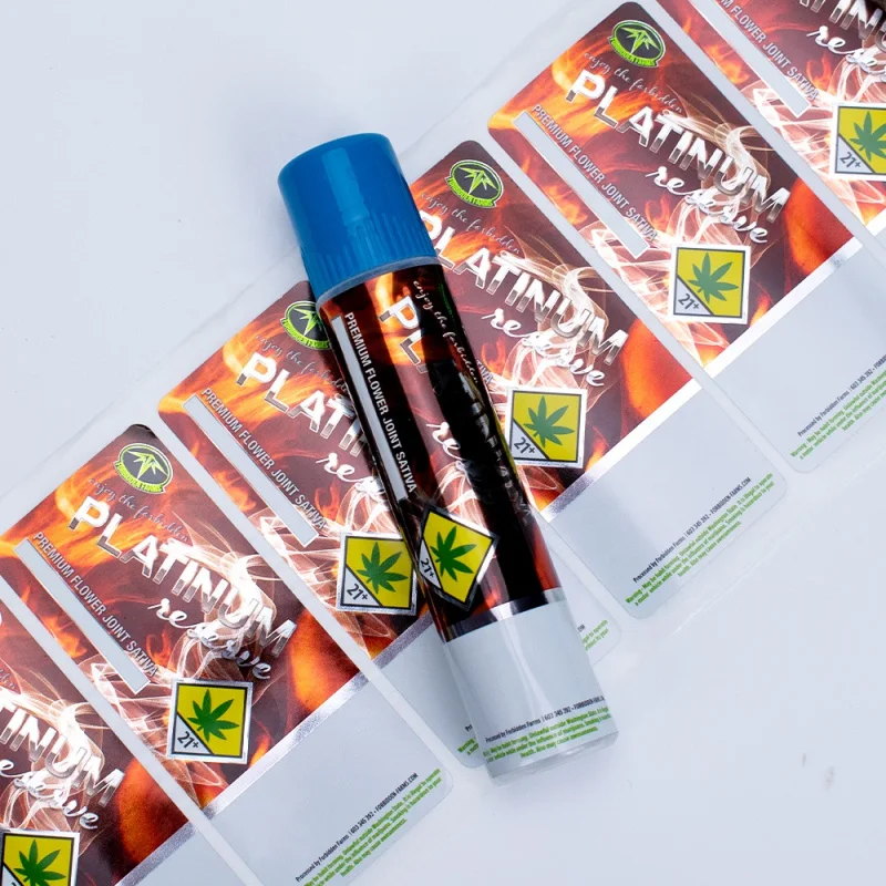 20 0 pieces.Custom.Shiny Silver BOPP Vial Label Sticker Custom Eco-friendly Gloss Tube Private Label Empty Transparent Roll