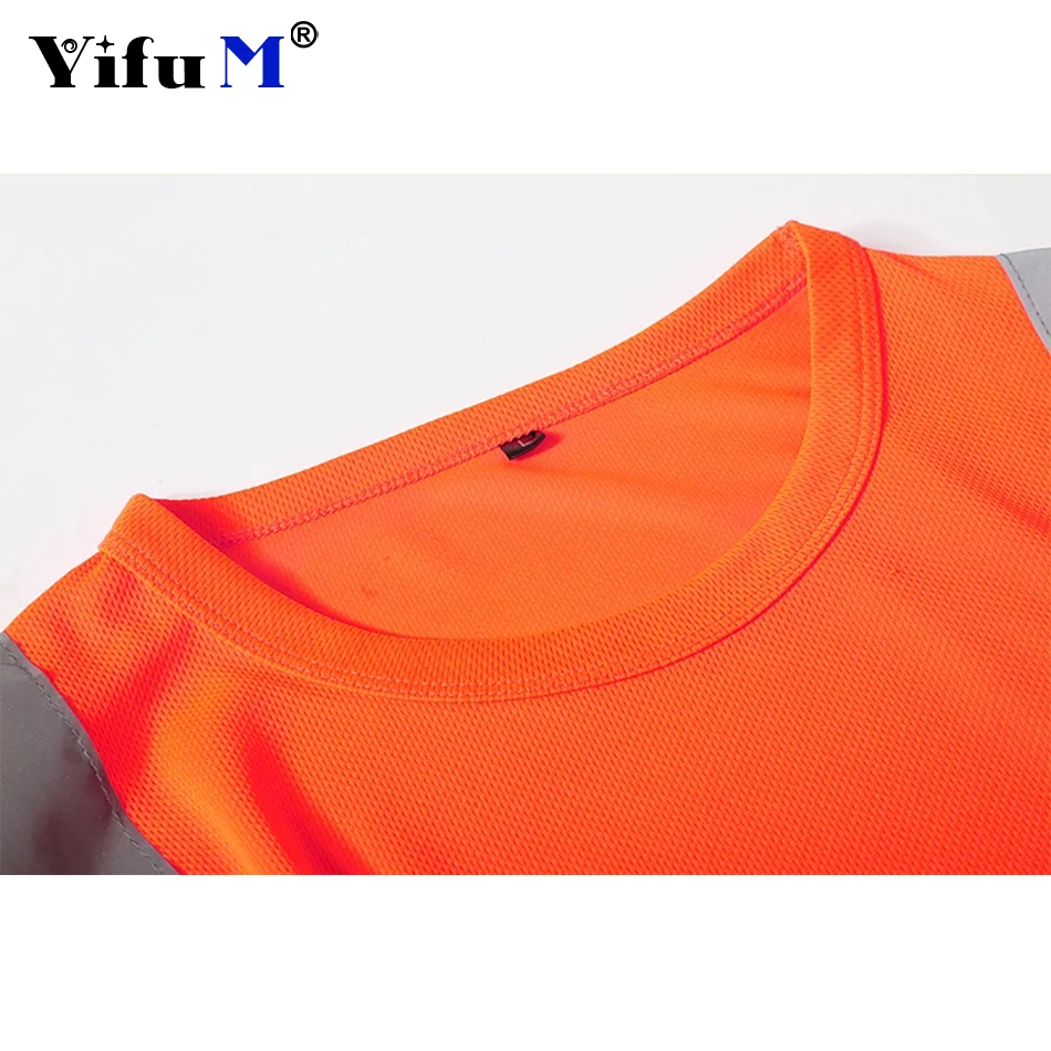 DIY Logo Outdoor Shirt Fluorescent High Visibility Safety Work Long Sleeve Summer Breathable Work Reflective T-shirt Quick Dry