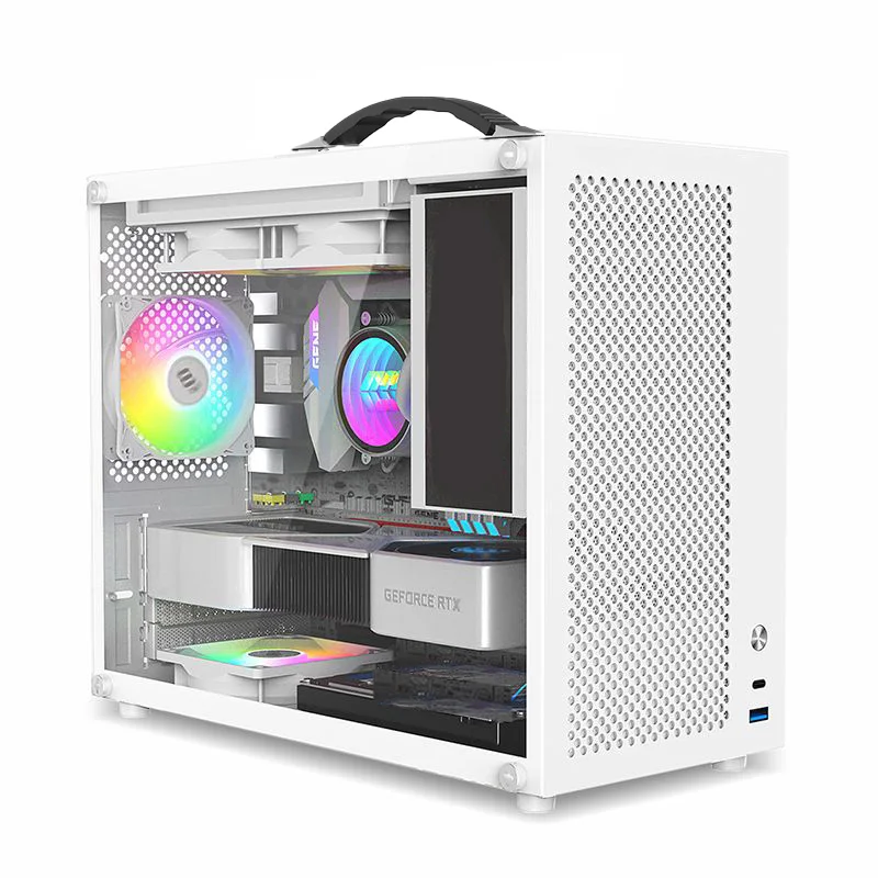 Computer case glass side through computer desktop portable desktop M-ATX ventilation and heat dissipation small chassis