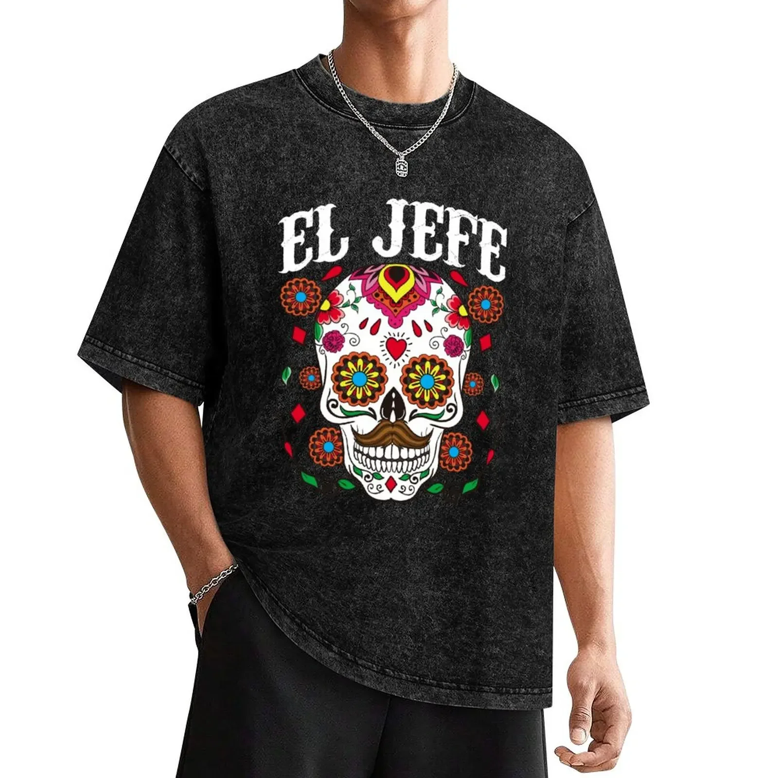 

El Jefe Dia De Los Muertos Skull Day Of The Dead T-Shirt cheap stuff anime t shirts summer tops outfits for men