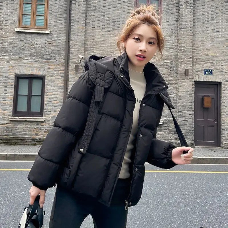 

2026 Winter New Short Hooded Down Cotton Coat Women's Clothing Fashionable Temperament Loose Thick Girl Casual Jacket