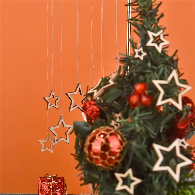 Wooden Crafts Five-Pointed Star Hollow Wood Chip Handmade Accessories DIY Decorations Home Hanging Ornaments