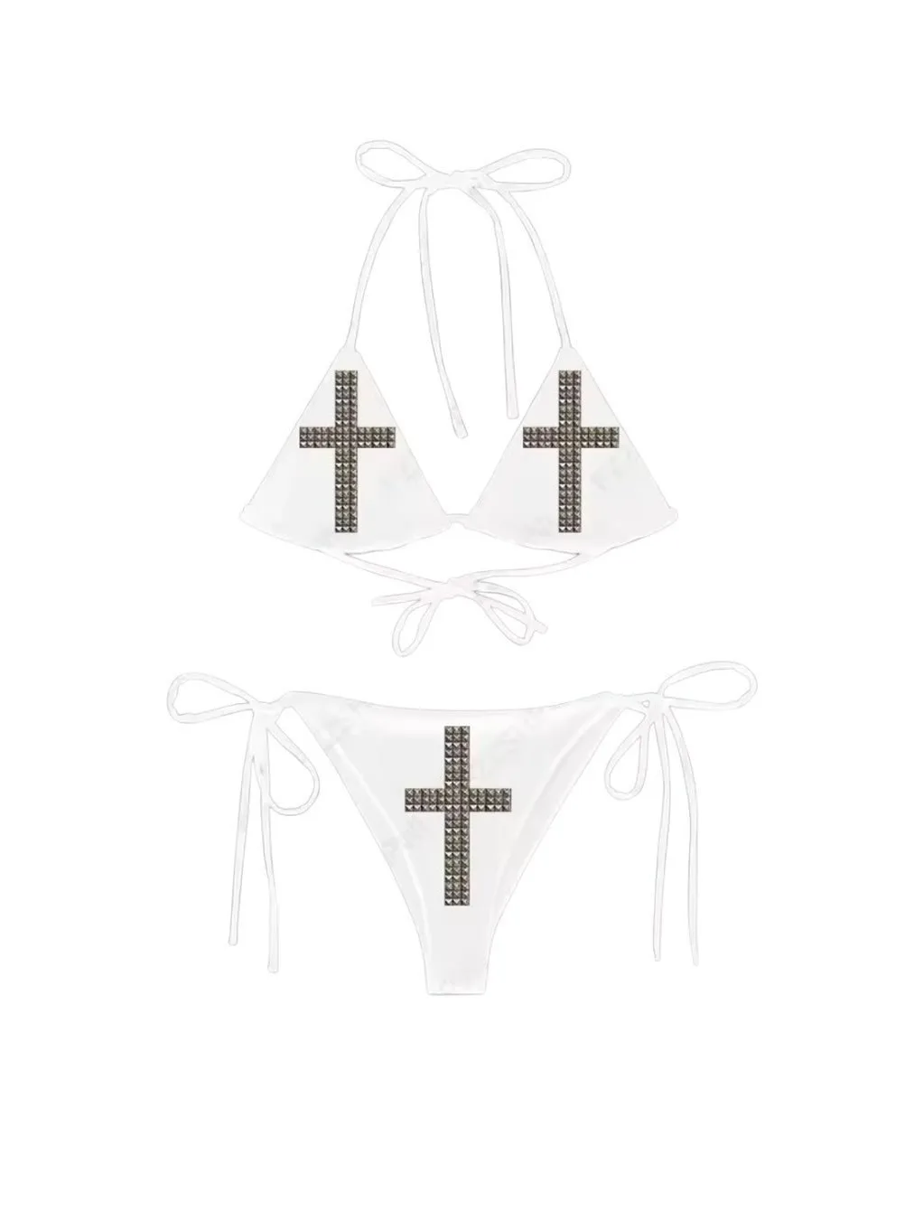 

Sexy Cross Hot Diamond Solid Color Two Piece Bikini Sexy Swimsuit Split Strap Swimsuit Women's Wear