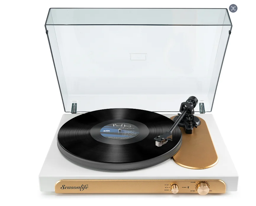 Clear Dust Cover Belt-Drive Turntables 2 Speed RPM Gramophone A-T MM Cartridge Vinyl Player Wireless Output Audio Sound
