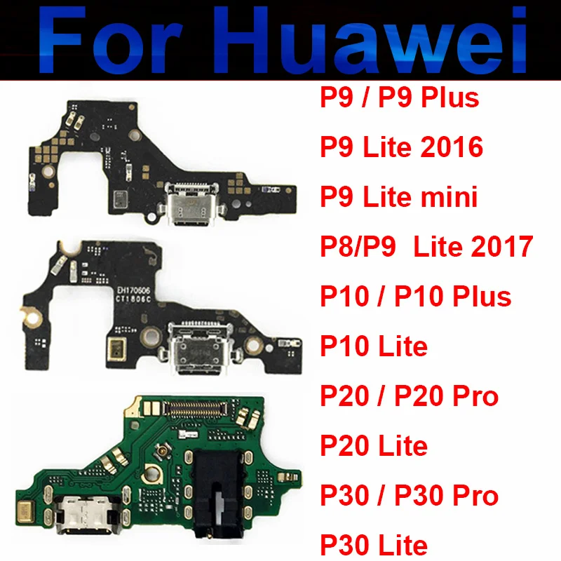 Placa do carregador usb para huawei p8, p9, p10, p20, p30 pro plus, lite 2017, porta de carregamento, cabo flexível, peças de reparo