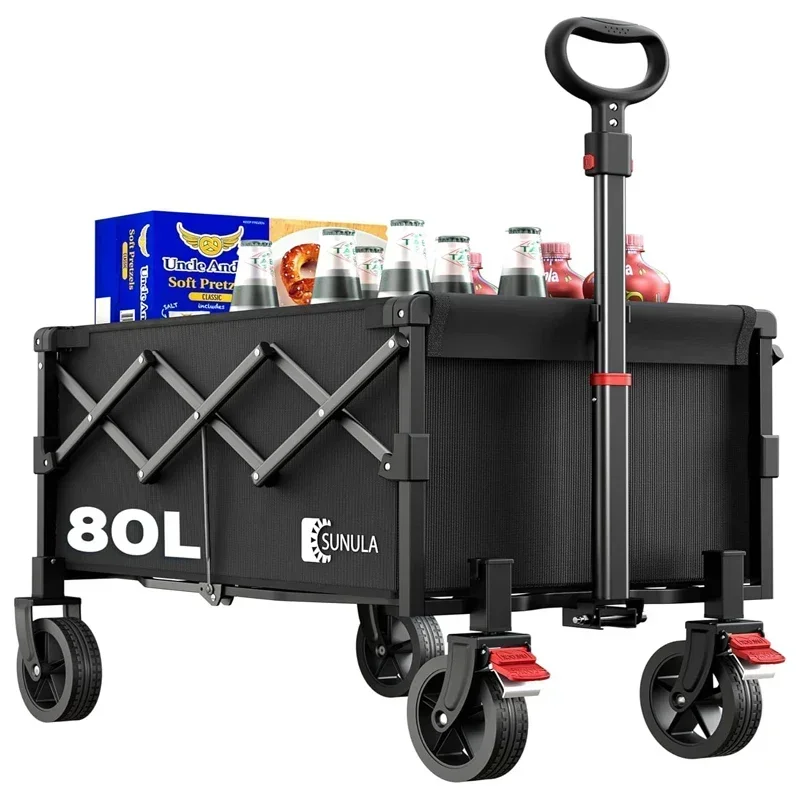 Sunula Handwagen, faltbar, klein, 80 l, 100 kg, faltbarer Handwagen mit halbiertem Gewicht,