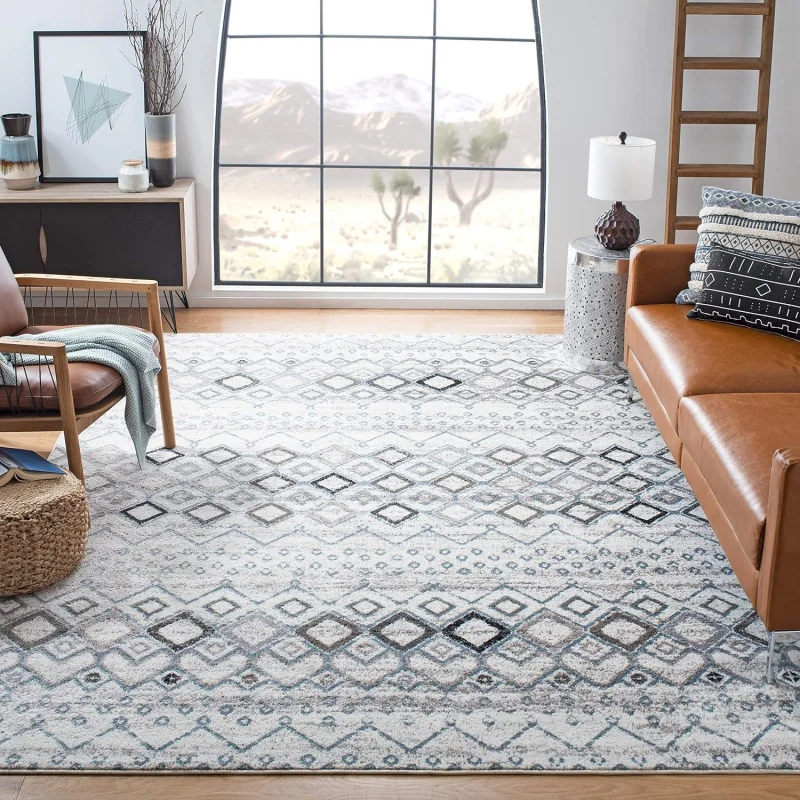 

11' x 15', Ivory &, Moroccan Boho Design, Non-Shedding & Easy Care, High Traffic Areas in Living Room, Bedroom