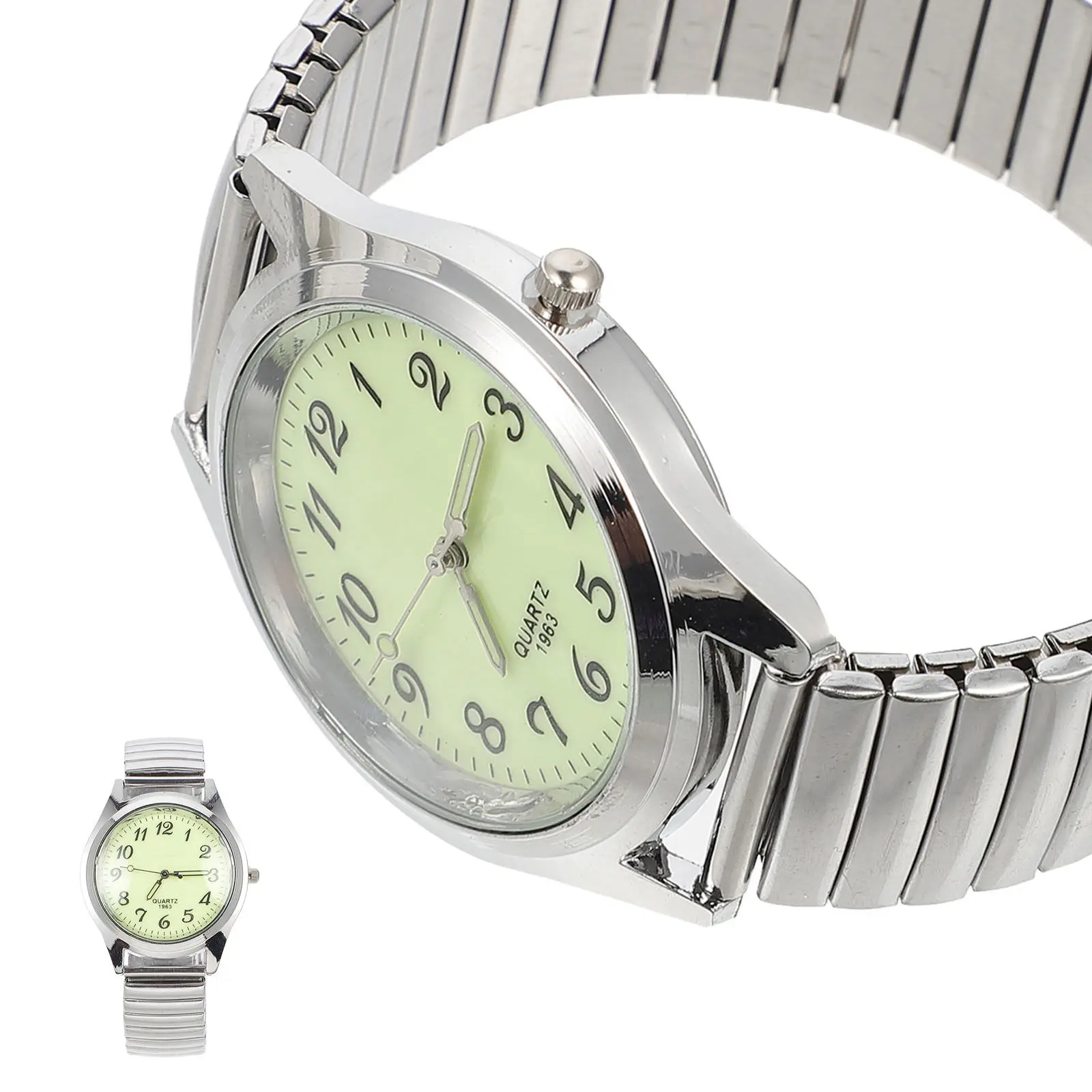 

Светящиеся повседневные часы для пожилых людей с эластичным расширяющимся ремешком для мужчин и женщин, удобные, легкие, гипоаллергенные, светящиеся в темноте