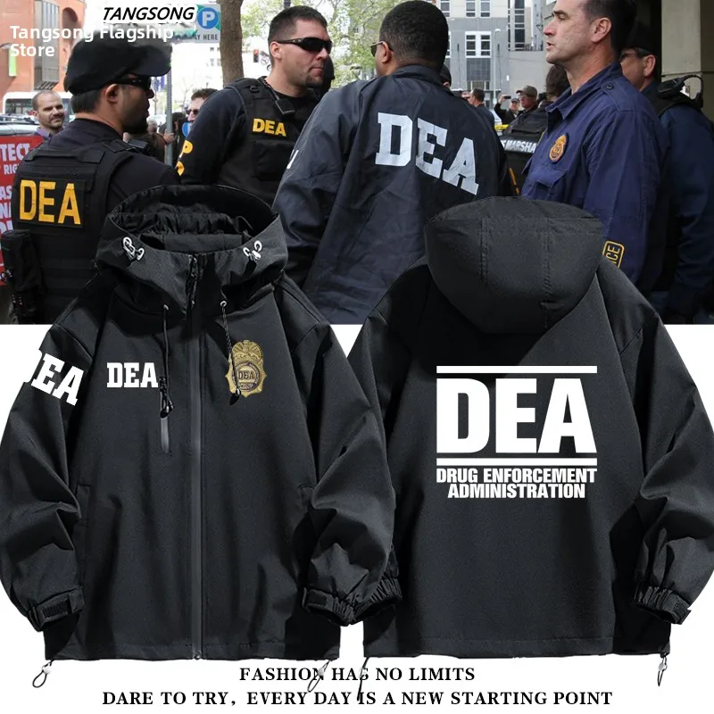 

Куртка-ветровка в стиле Федерального бюро наркотических служб, молодежная, американская, модная, из полиэфирного волокна, длинная, S...