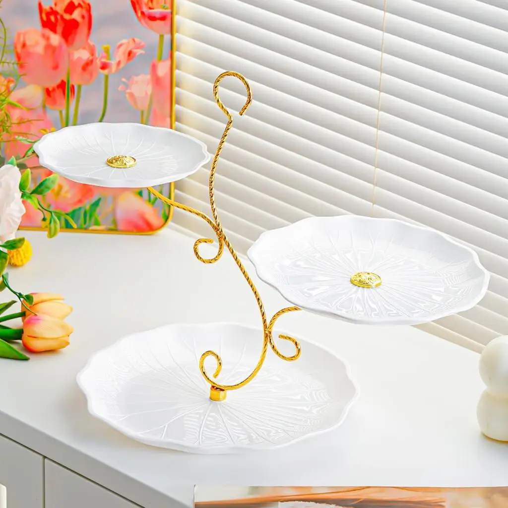 Plastic Dessert Cake Stand Multipurpose Fruit Plate Pastry Tray for Wedding Countertop and Party Serving Table