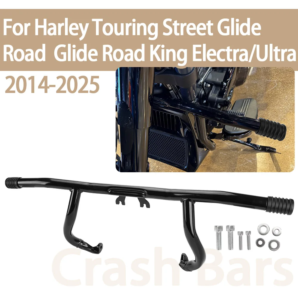 

For Harley Touring Street Glide Road Glide Road King Electra/Ultra 2014-2025 Black Crash Bar Motorcycle Engine Guard Accessories