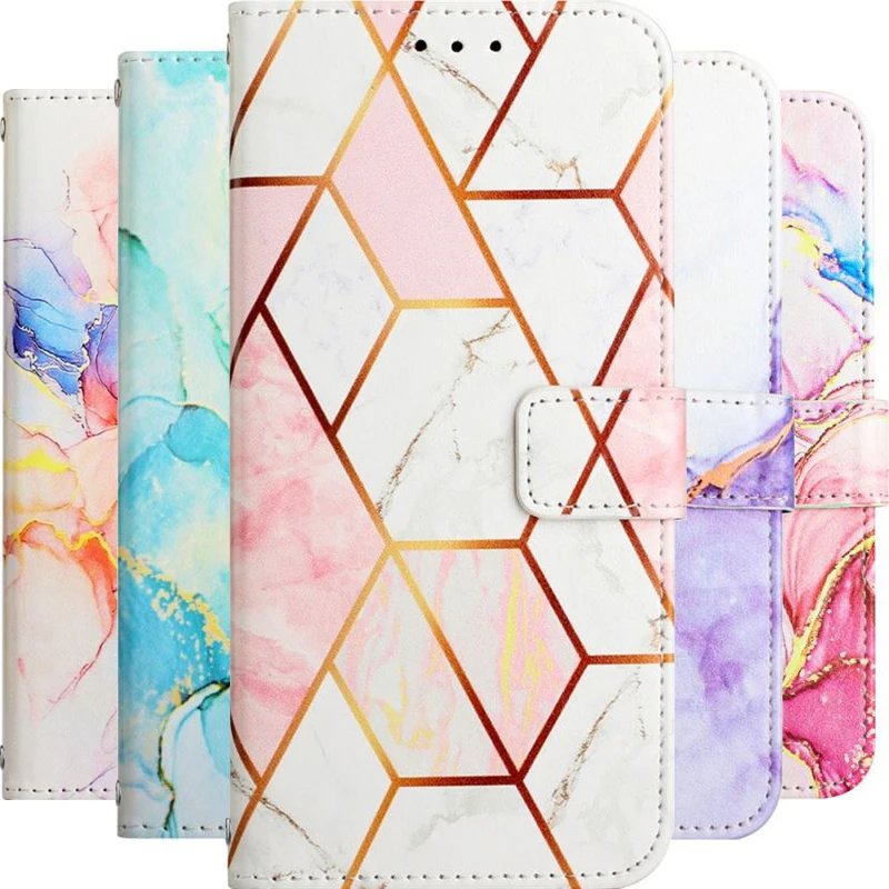 Book Fashion Case For Coque Samsung Galaxy A02S A03 A04 Core A03S A04E A04S A05 A05S 5G Marble Color Wallet Protect Cover #EEA