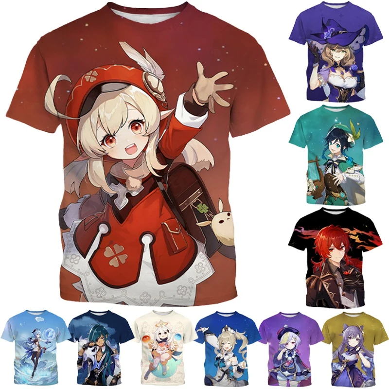 Summer, Genshin Impact game features handsome characters, 3D printed cool and stylish personalized T-shirts