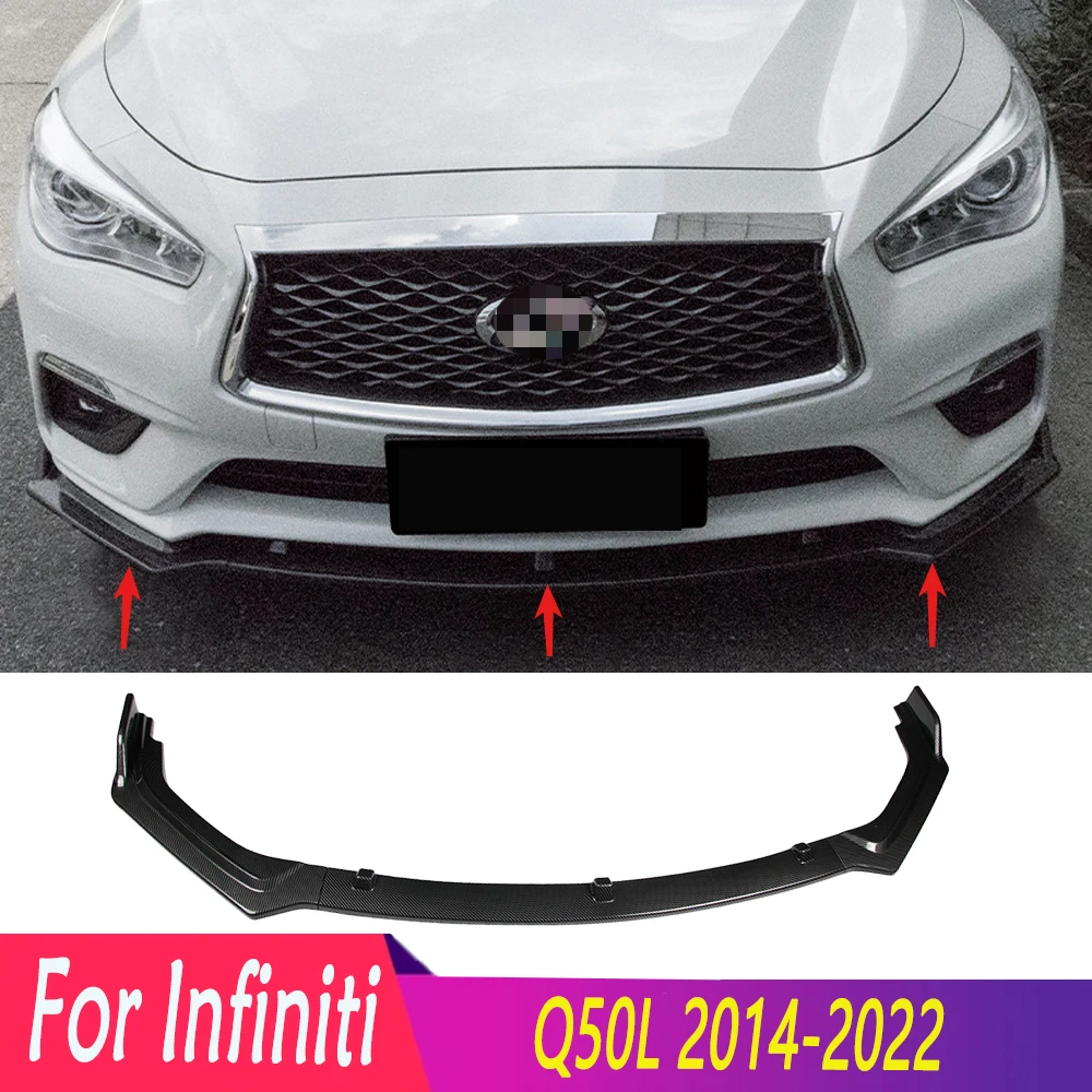 

For Infiniti Q50L Standard Edition/Sports Versionl 2014-2022 3Ppc Car Front Bumper Spoiler Lip Diffuser Splitter Bodykits