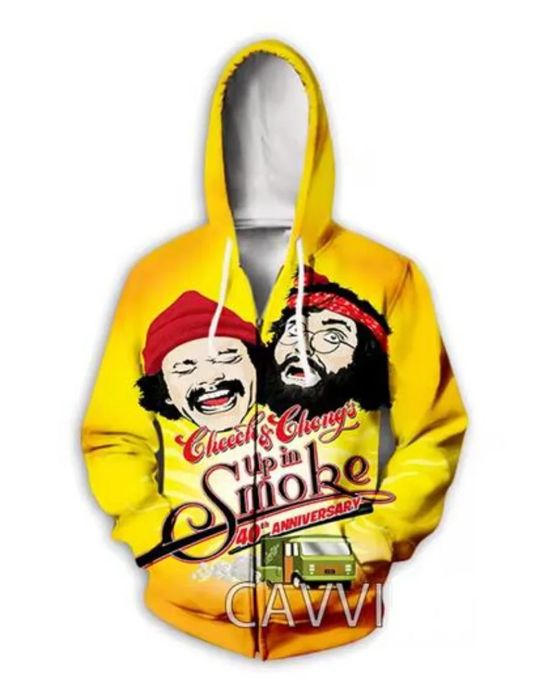 New Men/Women Cheech & Chong 3D Printed Casual Zipper Hoodies Fashion Men Loose Sporting Zip Up Hoodies