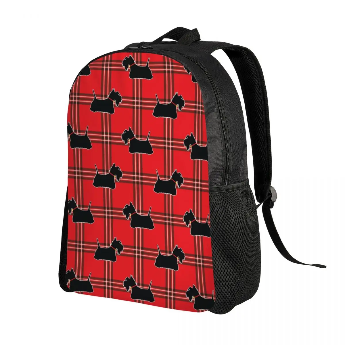 Scottie Dogs Laptop Backpack Women Men Casual Bookbag for School College Students Scottish Terrier Dog Tartan Skye Bag