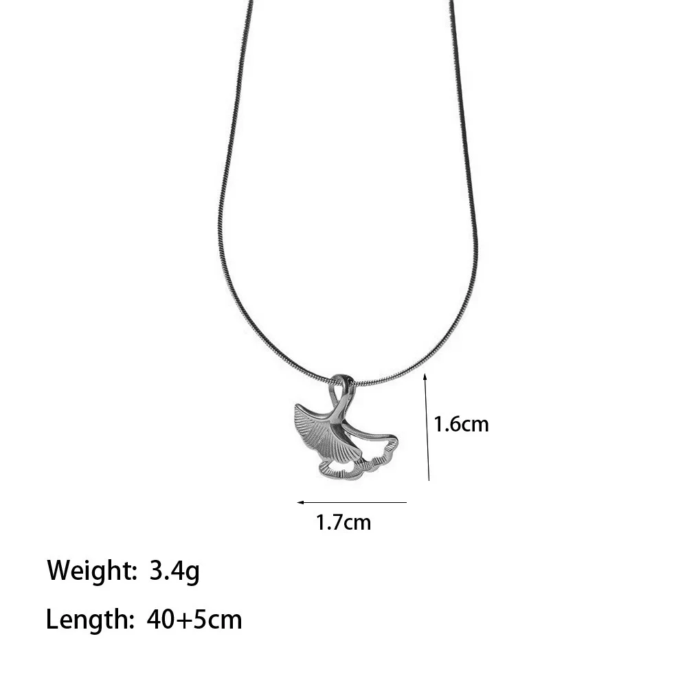 New Ginkgo Leaf Titanium Steel Necklace Women Lucky Meaning Elegant Colorfast Clavicle Chain