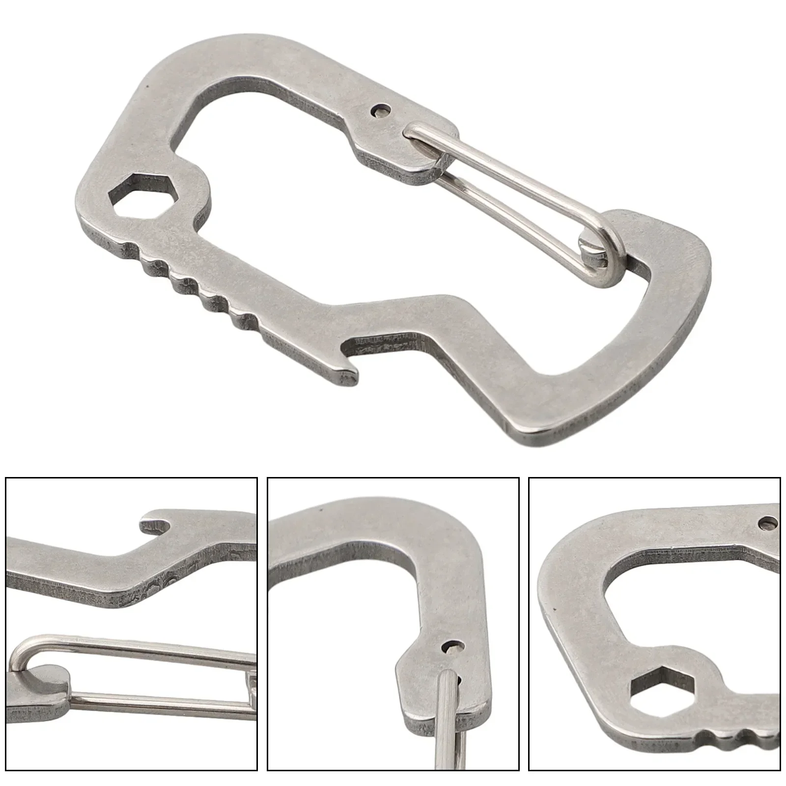 Bottle Opener Carabiner Outdoor Factory Home Silver Stainless Steel Quick Release 1 Pc 3.3*6.8cm D Shape Hiking