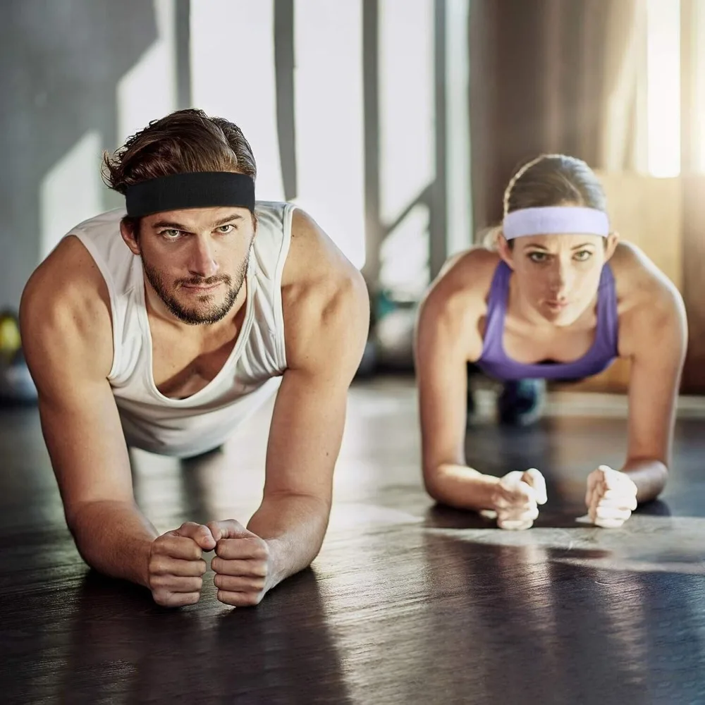 3Pcs/Set Fashion Moisture Wicking Sports Headband Elastic Sweat Absorbing Yoga Headband Solid Color Running Headband Cycling