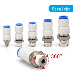 360° Rotary Connectors Pneumatic Air Fitting Swivel Joint High Speed Rotation 6/8/10/12mm MaleThread M5 1/4 1/2 Quick Coupling