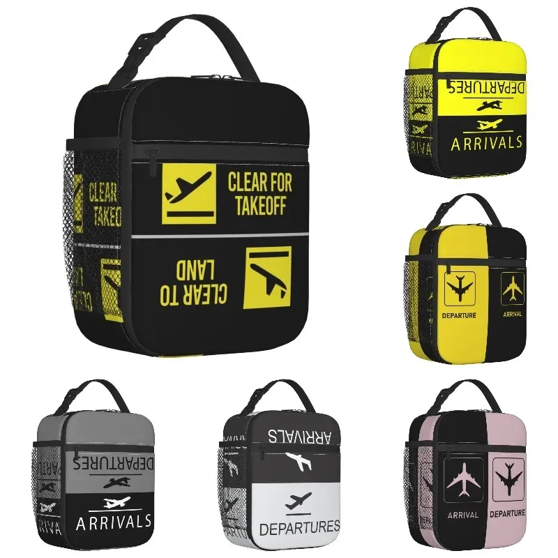 

Clear For Takeoff Landing Resuable Lunch Box for Women Aviator Pilot Airplane Thermal Cooler Food Insulated Lunch Bag School